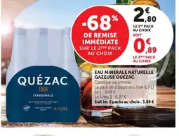 Super U QUEZAC Eau minerale naturelle gazeuse offre