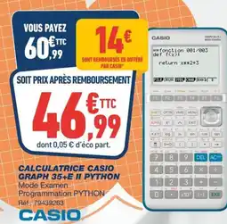 Bureau Vallée CALCULATRICE CASIO GRAPH 35+E II PYTHON offre