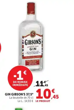 Super U GIBSON'S 37,5° Gin offre