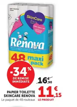 Super U RENOVA Papier toilette skincare offre