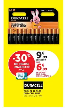 Super U DURACELL Pack de 12 piles duracell plus offre