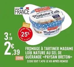 E.Leclerc PAYSAN BRETON Fromage à tartiner madame loïk nature au sel de guérande offre