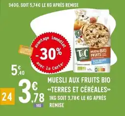 E.Leclerc TERRES ET CÉRÉALES Muesli aux fruits bio offre