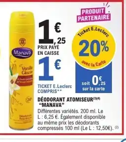 E.Leclerc MANAVA Déodorant atomiseur offre