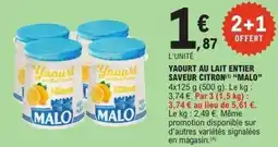 E.Leclerc MALO Yaourt au lait entier saveur citron offre