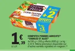 E.Leclerc CHARLES ET ALICE Compotes pommes abricots offre