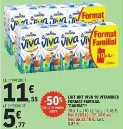 E.Leclerc CANDIA Lait uht viva 10 vitamines format familial offre