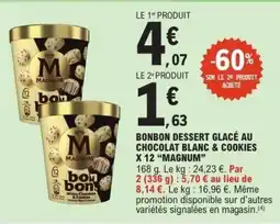 E.Leclerc MAGNUM Bonbon dessert glacé au chocolat blanc & cookies x 12 offre