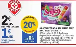E.Leclerc SMICY 8 bâtonnets de glace magic goût multifruits offre