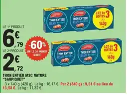 E.Leclerc SAUPIQUET Thon entier msc nature offre