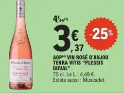 E.Leclerc PLESSIS DUVAL Aop vin rosé d'anjou terra vitis offre
