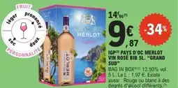 E.Leclerc GRAND SUD Igp pays d'oc merlot vin rose bib offre