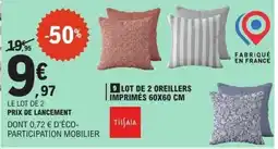 E.Leclerc Lot de 2 oreillers imprimés offre
