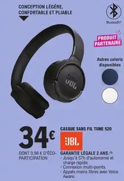 E.Leclerc JBL Casque sans fil tune 520 offre