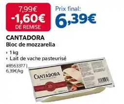 Costco Cantadora bloc de mozzarella offre