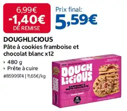 Costco Doughlicious pâte à cookies framboise et chocolat blanc x12 offre