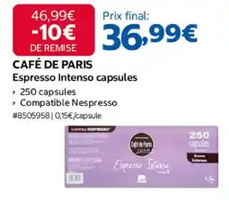 Costco CAFÉ DE PARIS Espresso Intenso capsules offre