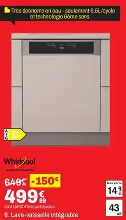 BUT WHIRPOOL Lave-vaisselle intégrable offre