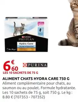 Rural Master Purina aliment chats hydra care 750 g offre