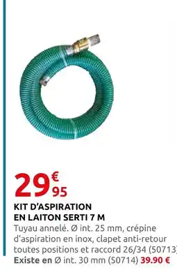 Rural Master Kit d'aspiration en laiton serti 7 m offre