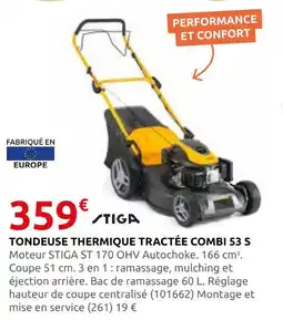 Rural Master Stiga tondeuse thermique tractée combi 53 s offre