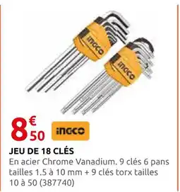 Rural Master Ingco jeu de 18 clés offre