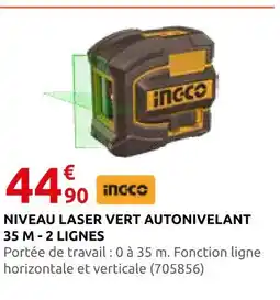Rural Master Ingco niveau laser vert autonivelant 35 m - 2 lignes offre