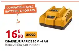 Rural Master Ingco chargeur rapide 20 v - 4 ah offre