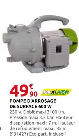 Rural Master Maxi aron pompe d'arrosage de surface 600 w offre