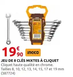 Rural Master Jeu de 8 clés mixtes à cliquet offre