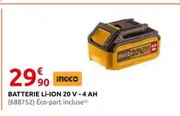 Rural Master Ingco batterie li-ion 20 v - 4 ah offre