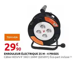 Rural Master Temver enrouleur électrique 25 m - 4 prises offre