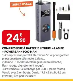 Rural Master Compresseur à batterie lithium + lampe + powerbank 9000 mah offre