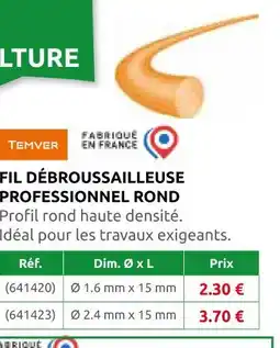 Rural Master Temver fil débroussailleuse professionnel rond offre