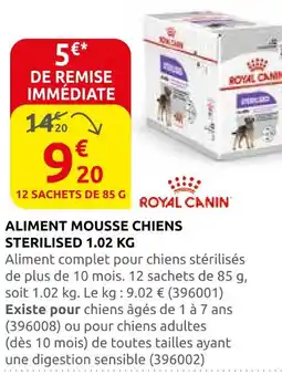 Rural Master Royal canin aliment mousse chiens sterilised 1.02 kg offre