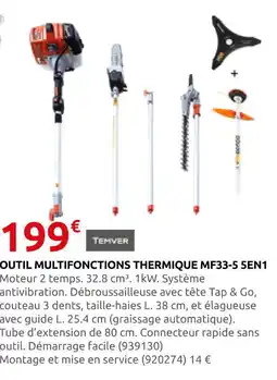 Rural Master Temver outil multifonctions thermique mf33-5 5en1 offre