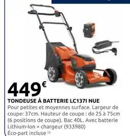 Rural Master Tondeuse à batterie lc137i nue offre