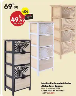 Maxi Bazar Meuble paulownia 4 tiroirs aloha, tess, sonora offre