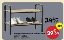 Maxi Bazar Range-chaussures 6 paires jano bois et métal offre