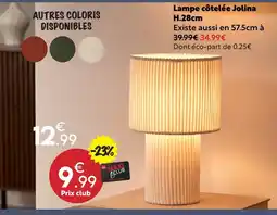 Maxi Bazar Lampe côtelée jolina h.28cm offre