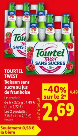 Lidl Tourtel twist sans sucres au jus de framboise offre