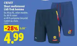 Lidl Crivit short molletonné lidl-trek homme offre