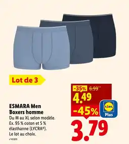Lidl Esmara boxers homme offre
