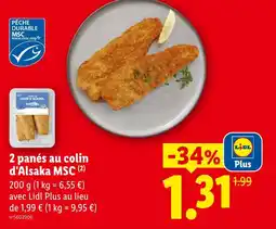 Lidl Msc 2 panés au colin d'alaska offre