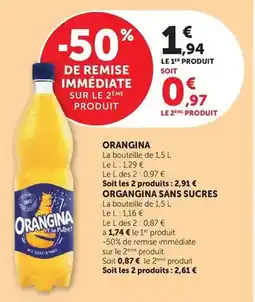 Hyper U Orangina - sans sucres offre
