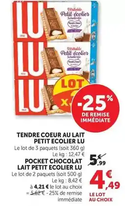 Hyper U Lu - tendre coeur au lait petit ecolier offre