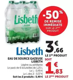 U Express Lisbeth - eau de source gazeuse soit offre