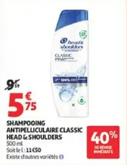 Auchan Shampooing antipelliculaire classic head & shoulders offre