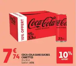Auchan Coca-cola sans sucres canettes offre