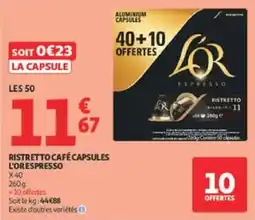 Auchan Ristretto café capsules l'orespresso offre